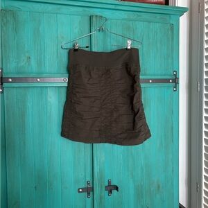 Army Green Ruched Mini Skirt